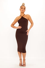 Sophia Midi Dress - Brown