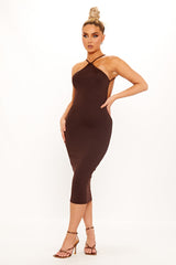 Sophia Midi Dress - Brown