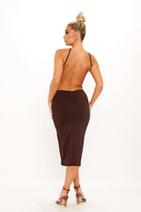 Sophia Midi Dress - Brown