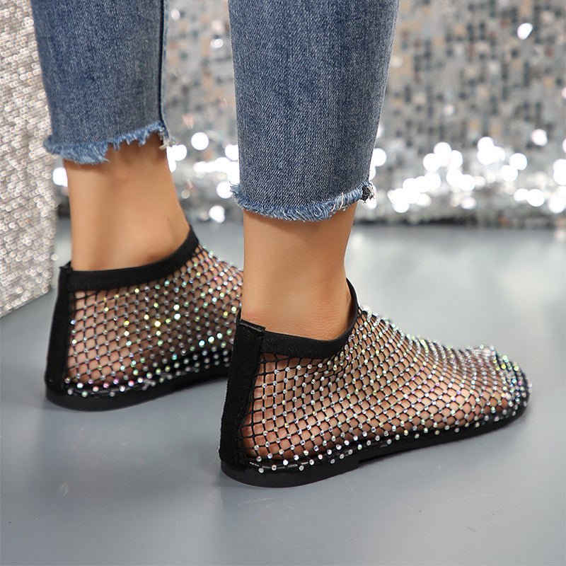 Zoe Rhinestone Flat Sandals