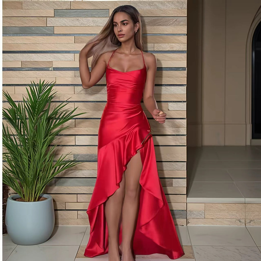 Ariana Lace-Up Slit Maxi Dress