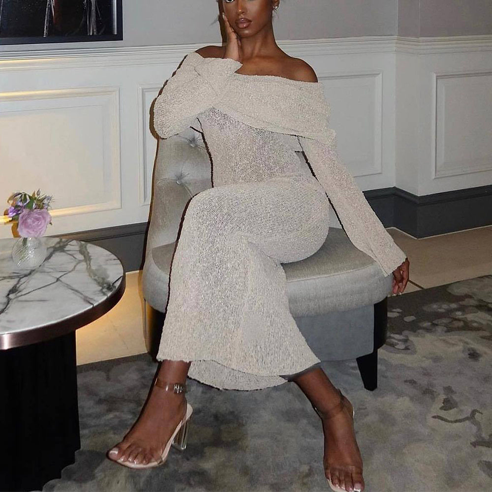 Lila One-Shoulder Long-Sleeve Dress