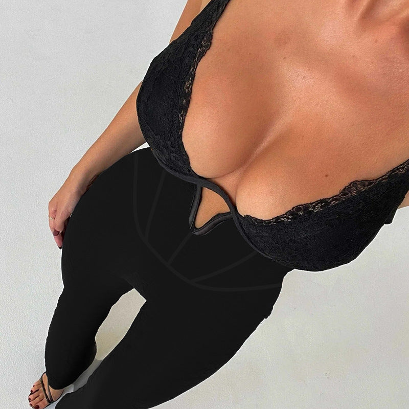 Serena Lace Strap Suspender Jumpsuit