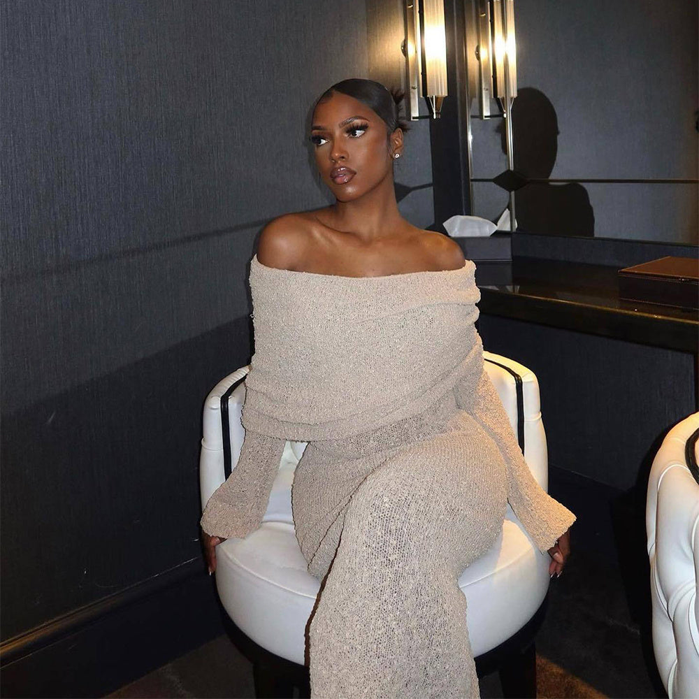 Lila One-Shoulder Long-Sleeve Dress