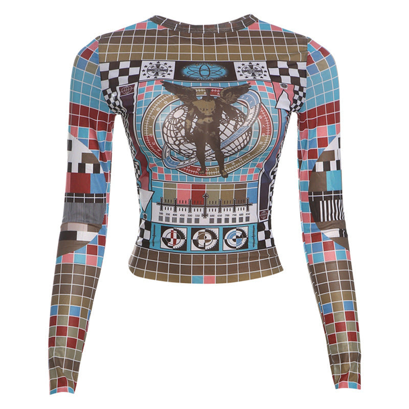 Riley 3D Mesh Midriff Long Sleeve Top